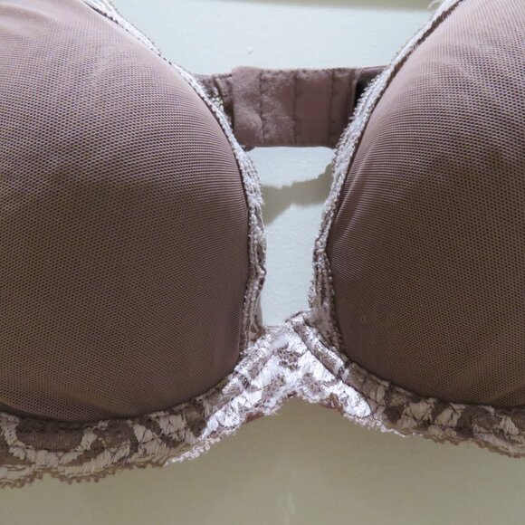 NATORI Feathers Plunge Lace T Shirt Bra in Grape Lilac Purple Mesh - Size 36DD - Picture 5 of 11